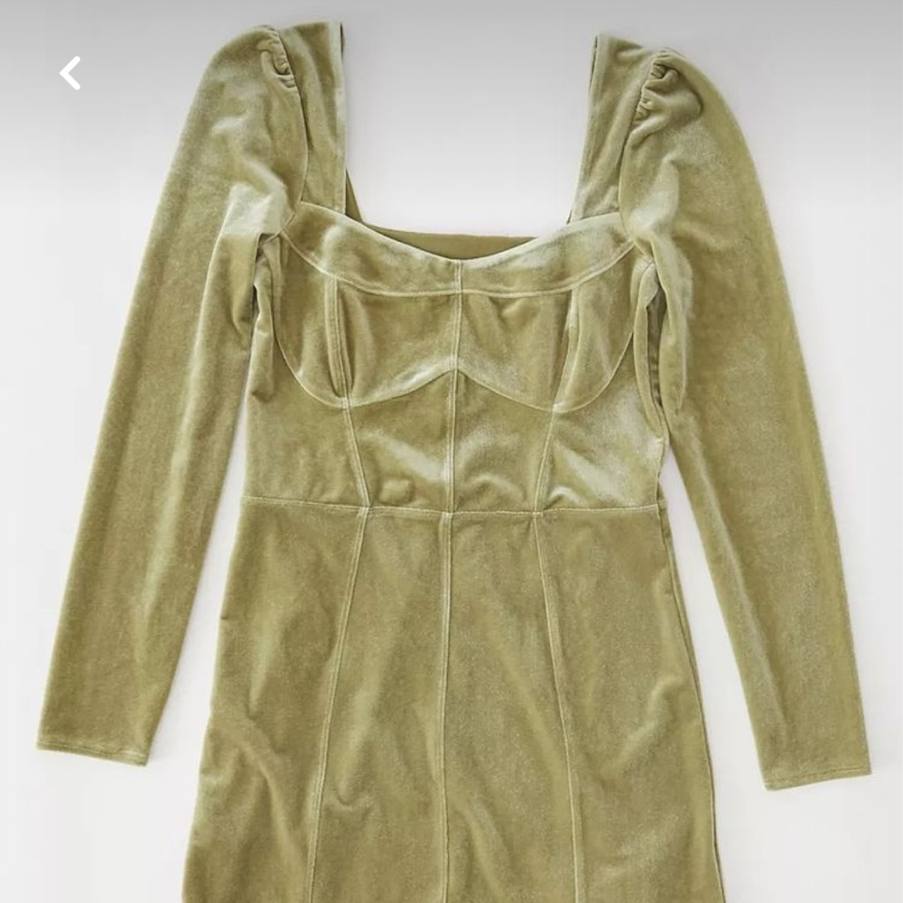 Urban Outfitters green velvet long sleeve dress
